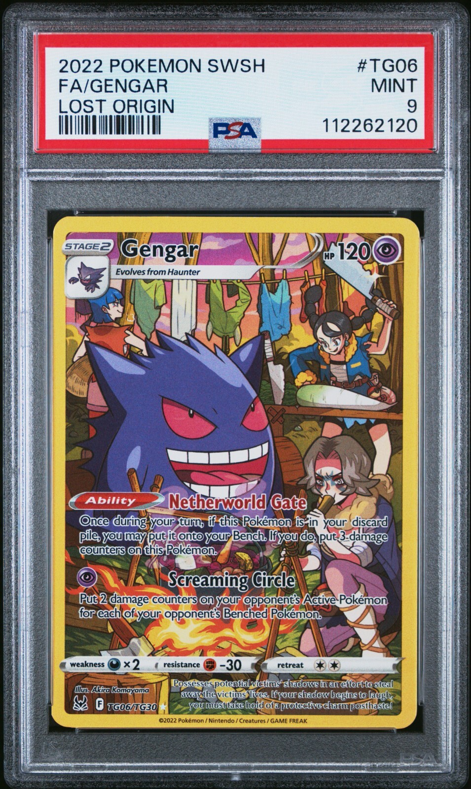 PSA 9 Gengar Holo TG06 Lost Origin Trainer Gallery Swsh11