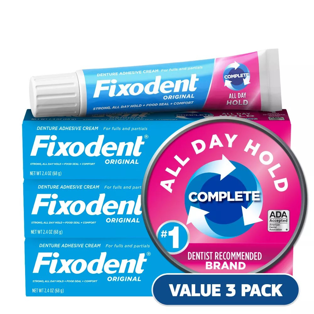 Fixodent Original Denture Adhesive Cream 2.4oz 6 Pack (Brand New) FREE SHIPPING.