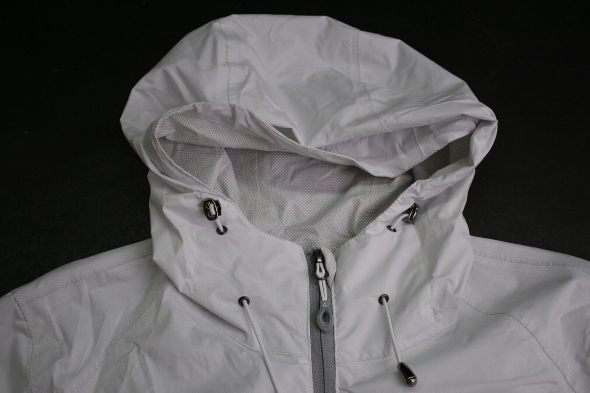Gerry Women White High Neck Hooded Iris Stretch Hard Shell Jacket