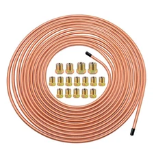 25Ft Brake Pipe Hose Line Pipe 3/16" Fitting Copper Nickel Joiner Tube Joint Kit
