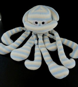 78 Doudou Peluche Ksd Pieuvre Poulpe Octopus Blanc Bleu Beige 27cms Ttbe Ebay