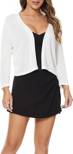 Women's 3/4 Sleeve Shrugs Lightweight Open Front Cropped Cardigan for Women 2XL