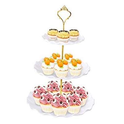 3 Tier Cupcake Stand Holder,  Plastic Cup Cake Stand Towel with Tiered White