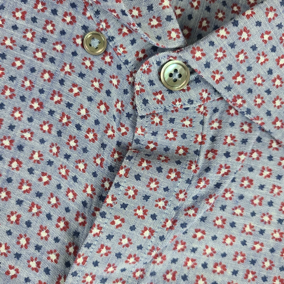 Zachary Prell Shirt Mens XL Blue Red Geometric Cotton Dress Button Down - Image 4 of 4