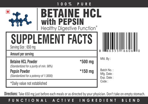 Betaine HCL Pepsin Powder Digestive Enzymes Aids Digestion Support Supplement - Picture 3 of 3