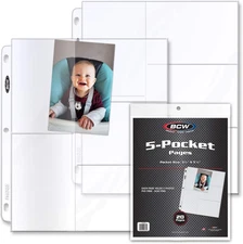 Pro 5-Pocket Photo Page (20 Count) | Archival Quality, Acid-Free | Photo Card Sl