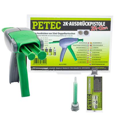 Flüssigmetall Flüssig Metall 2K PETEC 97355 50 ml + 2K-Ausdrückpistole Kartusche