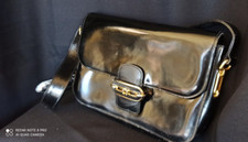 Borsa Maurizio Righini nera lucida tracolla pelle vintage elegante donna