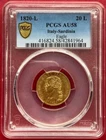 ITALY - SARDINIA , GOLD 20 LIRE (EAGLE) 1820-L   PCGS AU 58 , RARE7