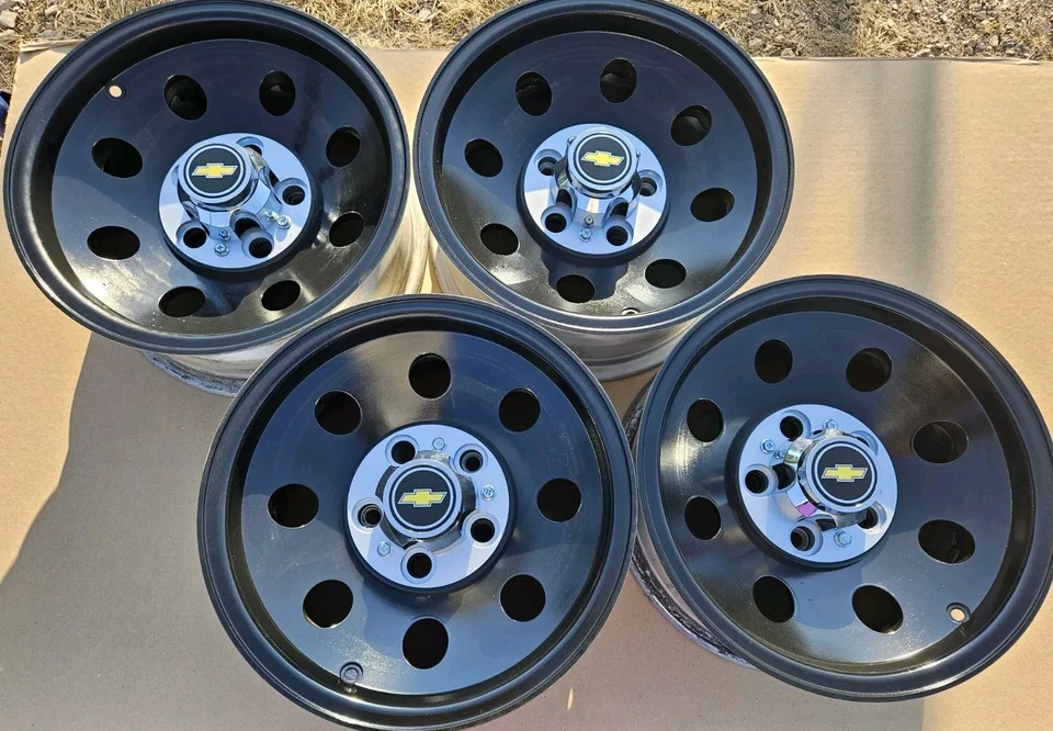 🔥 Set/4 88-98 Chevy Silverado Blazer Tahoe Suburban Black OEM 15" Wheels Rims - Image 2 of 4