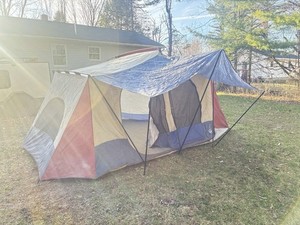 Sears Hillary Cabin Tent 12 Person Polyester Windows Mesh Sun Canopy Carry Case