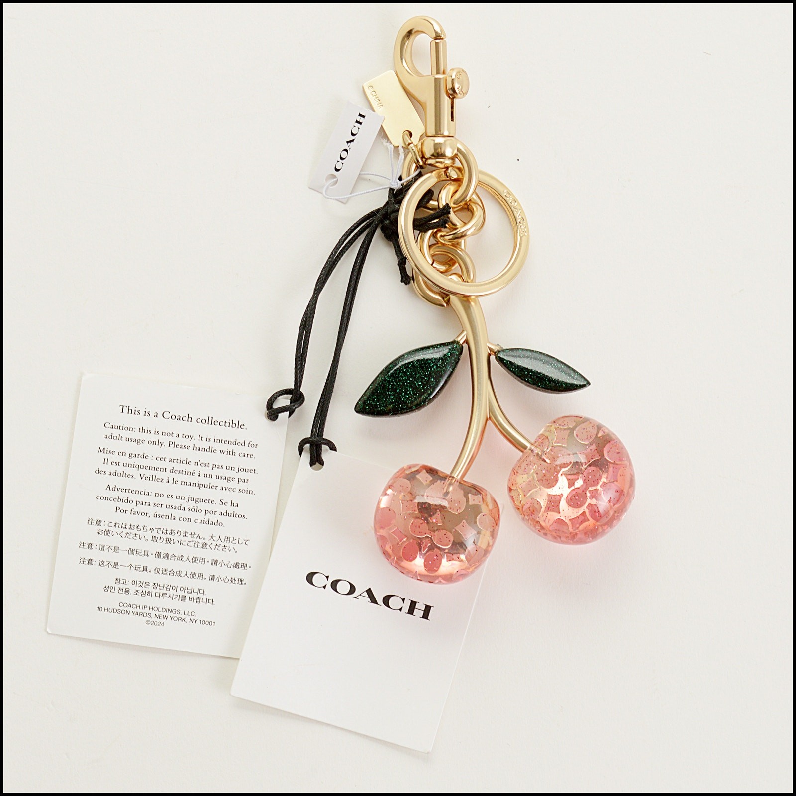 RDC15451 COACH Red and Gold Cherry Bag Charm