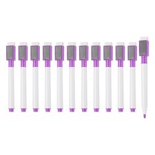 Magnetic Whiteboard Pen, 0.5-1mm Fine Tip Dry Erase Purple White Markers, 12 Pcs