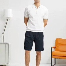 Knitted Men For Polo Shirt Short Sleeve Lapel for Business or Casual Wear