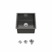 Undermount Single Bowl Kitchen Sink 18"x18" Black Stainless Steel