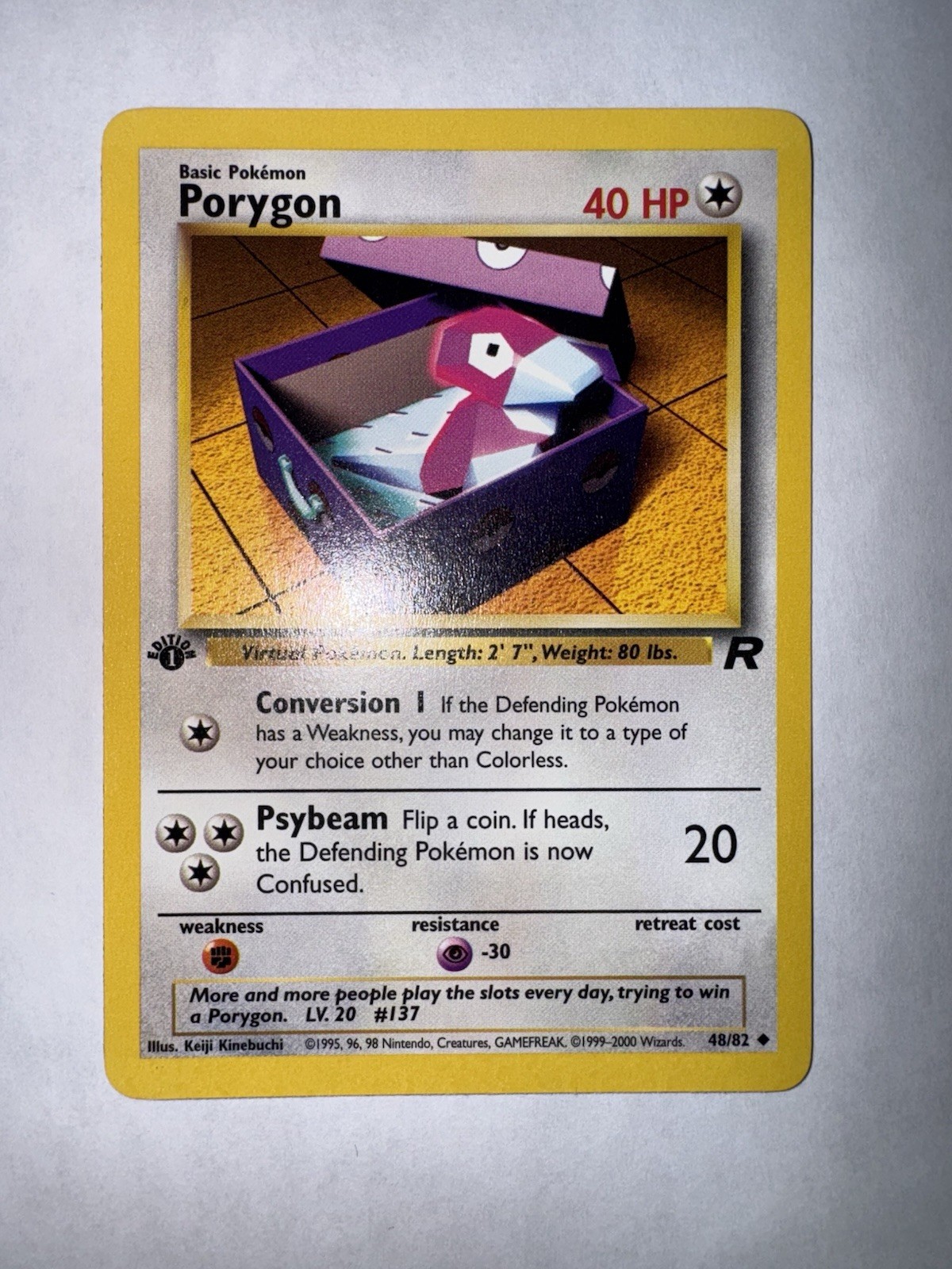 Vintage Y2K Pokemon Card 1st Edition Team Rocket Porygon 48/82 NM Condition