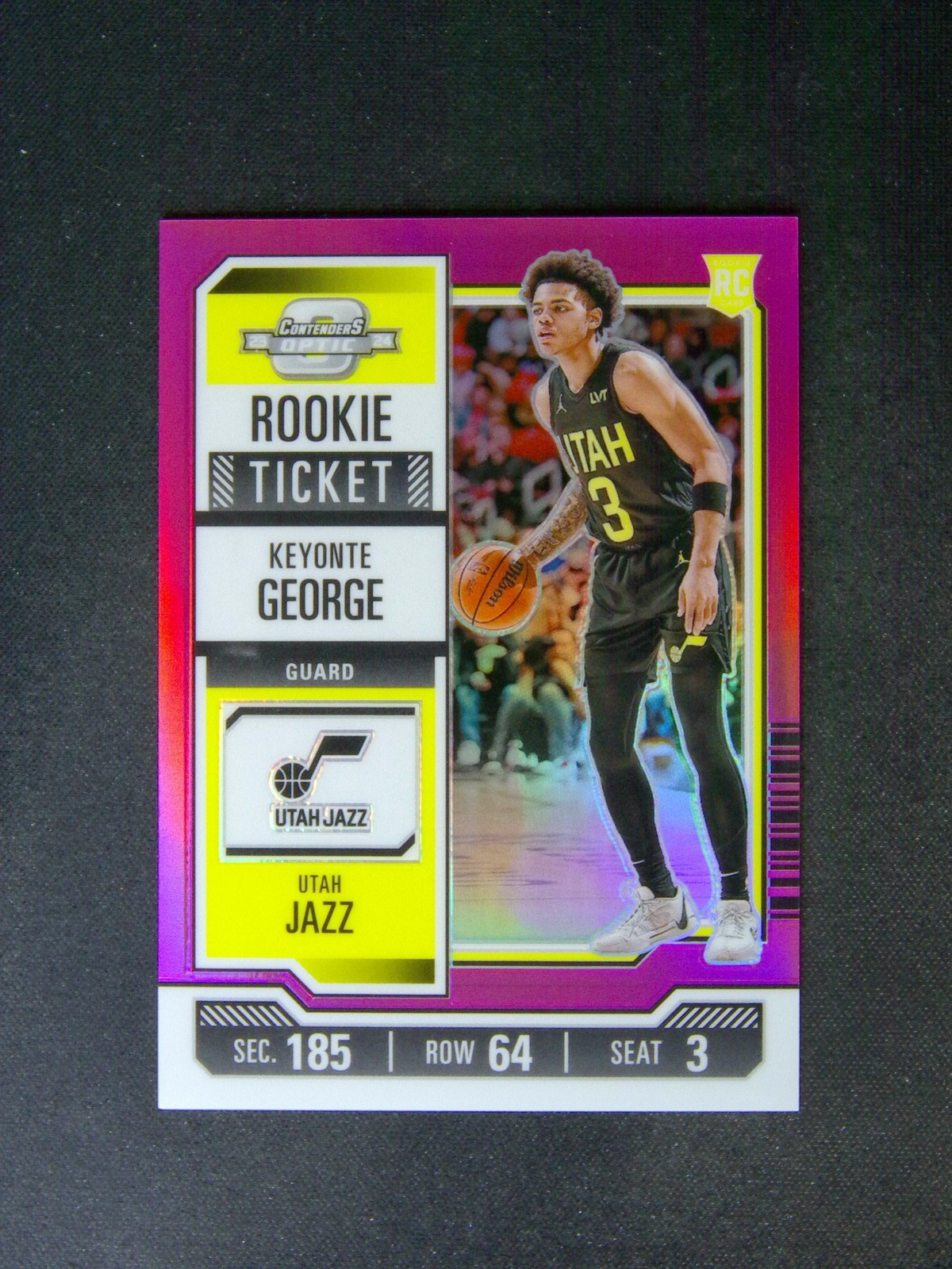 2023-24 Panini Contenders Optic Keyonte George #5 RC Rookie Ticket Pink /75