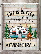 Camper Shower Curtain for Travel Trailer, RV Shower Curtain for Camper Size Farm