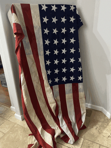 Historical 48 Star Quarter Master Depot USA Flag "Last Flag Flown in India" 40's - Picture 12 of 16