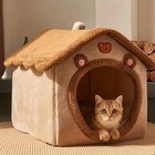 Dog Cat House Winter Warm Plush Bed – Indoor Kennel, Washable & Foldable