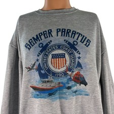 US Coast Guard Crewneck Sweatshirt Mens Size 2XL United States Military Gray
