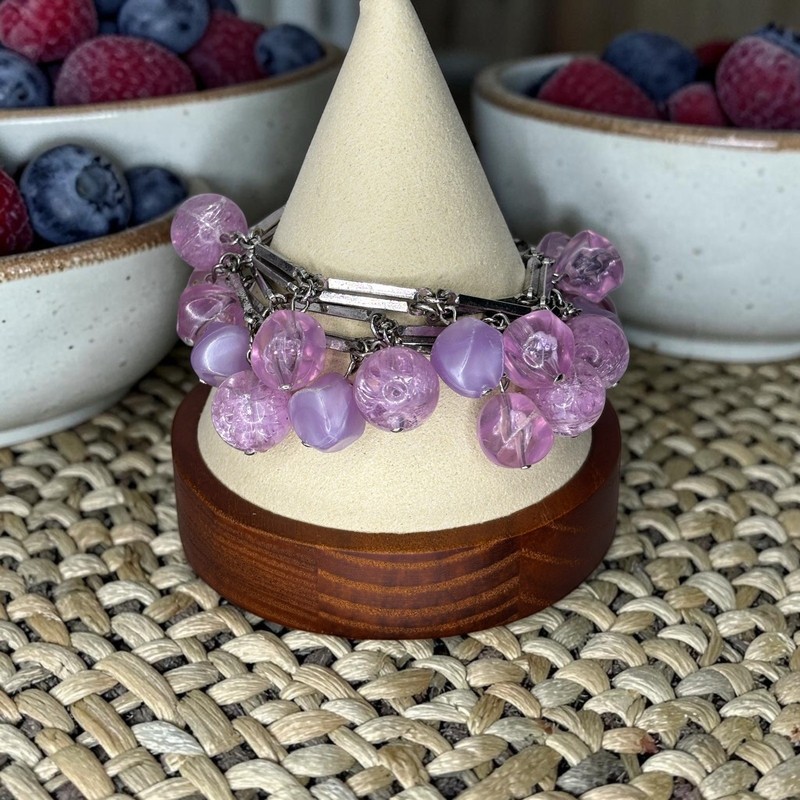 Vintage Coro Cha-Cha Lavender & Silver Bracelet