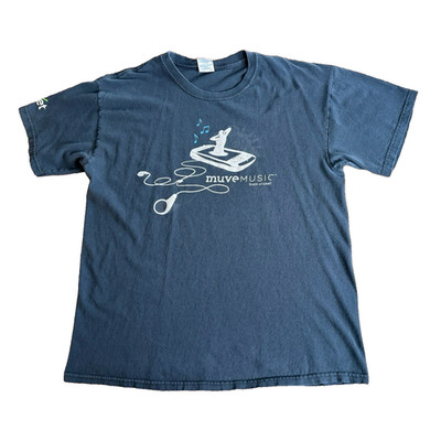 Vintage Y2K MUVE Music Streaming Tech T Shirt L Faded Cricket Wireless Promo Tee