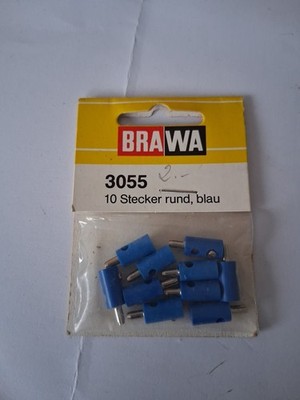 Brawa ('' für Märklin etc'') 3055 Modelleisenbahn Stecker rund blau 10 Stück Neu