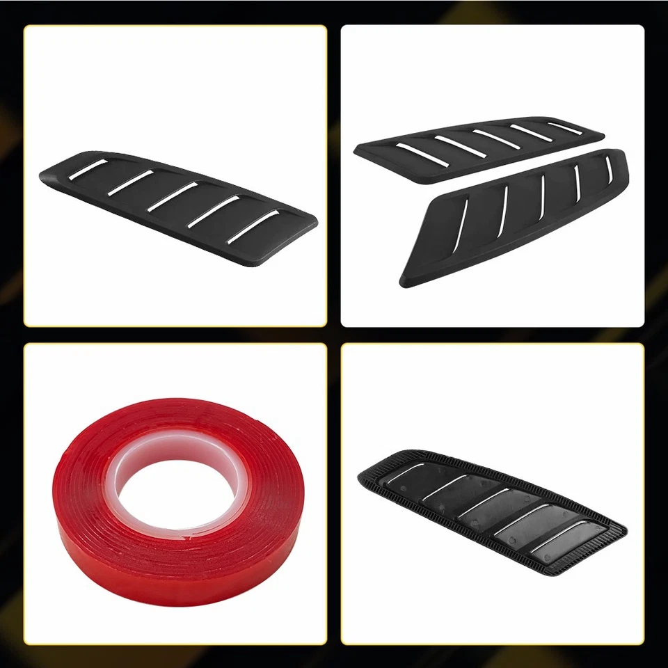 1/2SET Car Hood Air Vents Decorative Intake Scoop Turbo Bonnet Vent Cover Black - Image 4 of 4