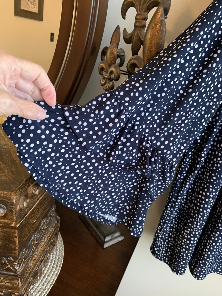 New Directions Navy & White Polka Dot Plus Size 3X Women’s Top - Image 3 of 4
