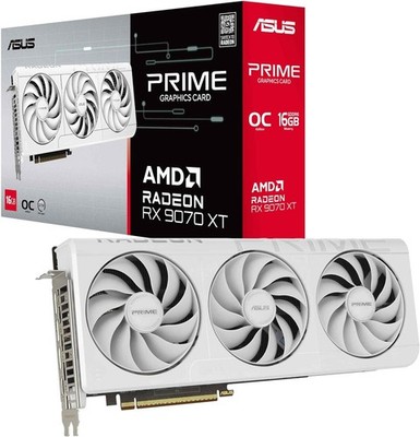 ASUS Prime Radeon RX 9070 XT White OC Edition Graphics Card, AMD