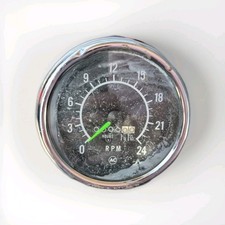 Vintage Nos 1970s-1980s Tachometer Rpm Hours Chrome Gauge Vintage Nos 1970s-1980s Tachometer Rpm Hours Chrome Gauge