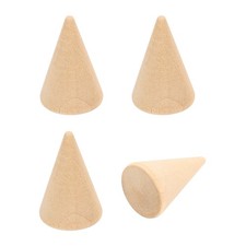 Wood Cone Ring Holder, 4 Pcs Finger Jewelry Display Stand, Wood Color 30x20mm 