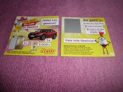 2 NETTO PLUS APP Lose Jedes Los gewinnt ! Rubbelllos Rubbellose Coupons