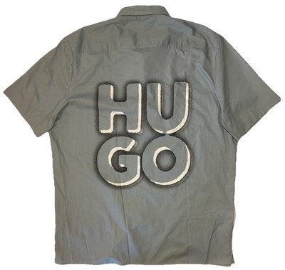 HUGO Hugo Boss Men's 2XL Short Sleeve Logo Button Up Shirt Double Sided Prep