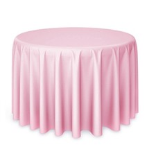10 Pack 120" Round Polyester Fabric Tablecloths for Wedding Banquets - Pink