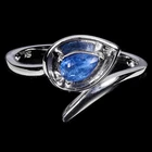925 Sterling Silver Ring Pear Kyanite 6x4mm Natural Gemstone Jewelry Size 89