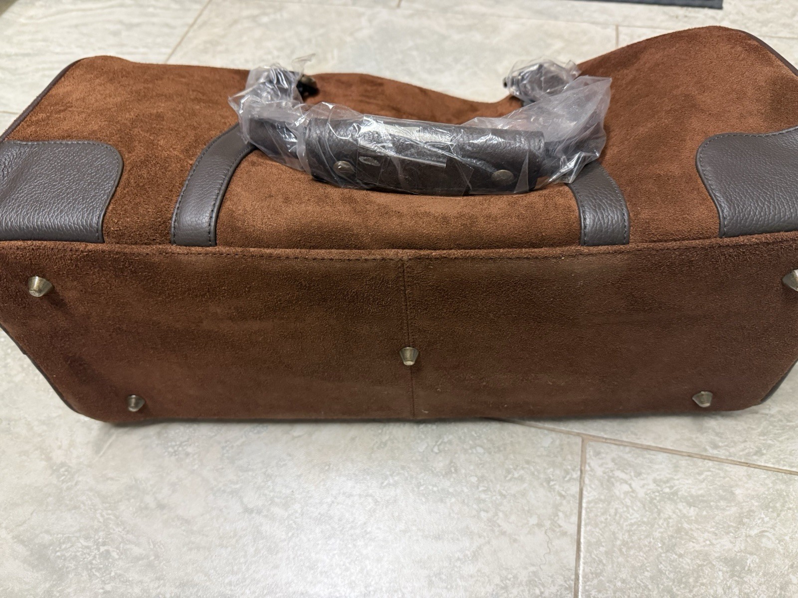 NIB Marlboro 2003 Guts Grit Gear Brown Suede Leather Duffle Travel Bag RARE VTG image 8