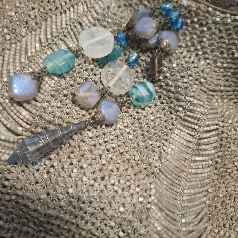 Vintage Wayne M Kleski Handbag Purse Abalone Shells Huge Glass Chunky Beads  - Image 3 of 4