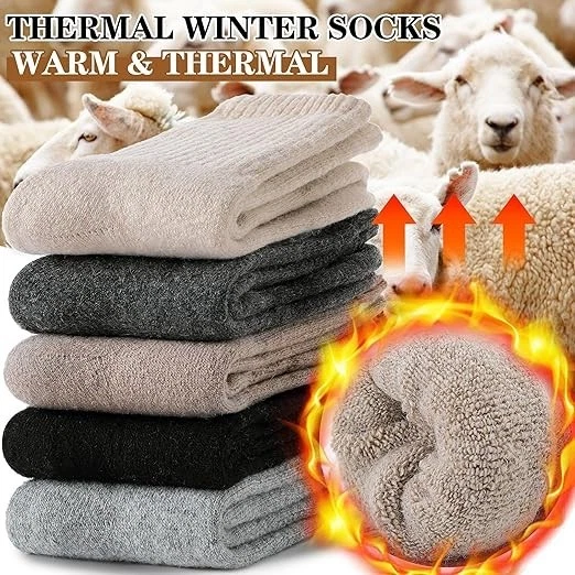 MOGGEI 5 Pairs Womens Merino Wool Socks Hiking Warm Winter Thick Thermal Crew Co - Image 3 of 4