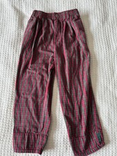 Vintage 90s Gymboree Boys Red And Green Plaid Rainbow Tag Pants Size 4/5T
