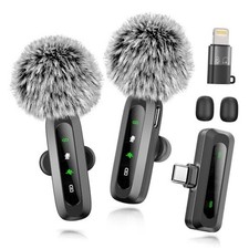 Wireless Microphone Mini Mic for iPhone/Android Phone, LED Black for iPhone