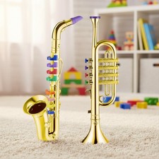Sturdy Plastic Toy Trumpet  Saxophone - Musical Instruments for Young Musicians