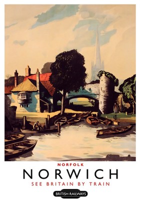 Norwich Norfolk British Railways Britain Vintage Travel Poster Print