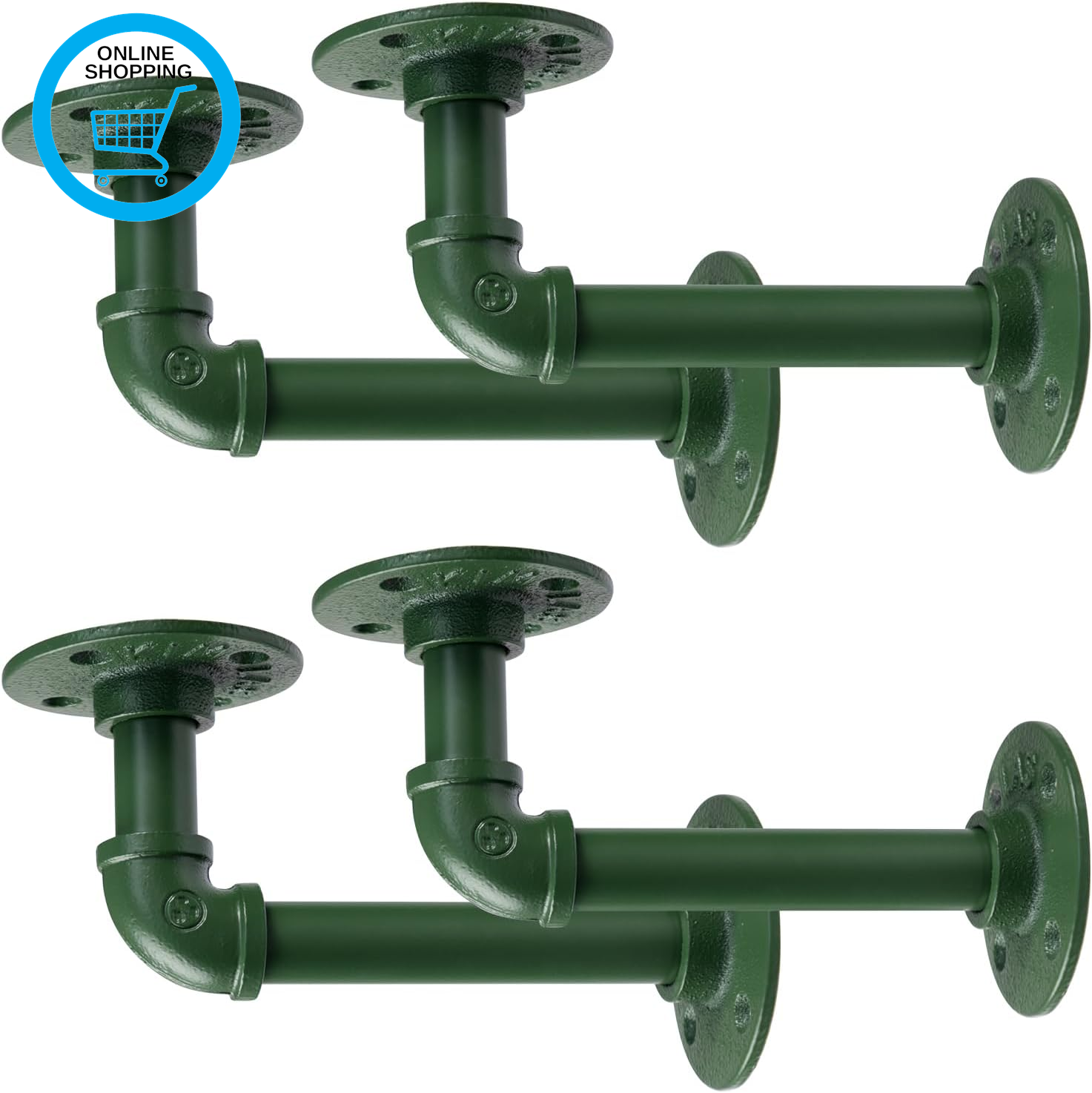 4Pcs Heavy Duty Shelf Brackets for Shelves,Industrial Pipe Bracket 17Cm, Vintage