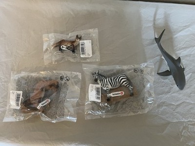 Schleich 4x Figuren Set - Hai Fuchs Löwe Zebra Neu In OVP