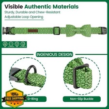 Lionheart St. Patrick's Day Dog Collar Green Clover Bowtie