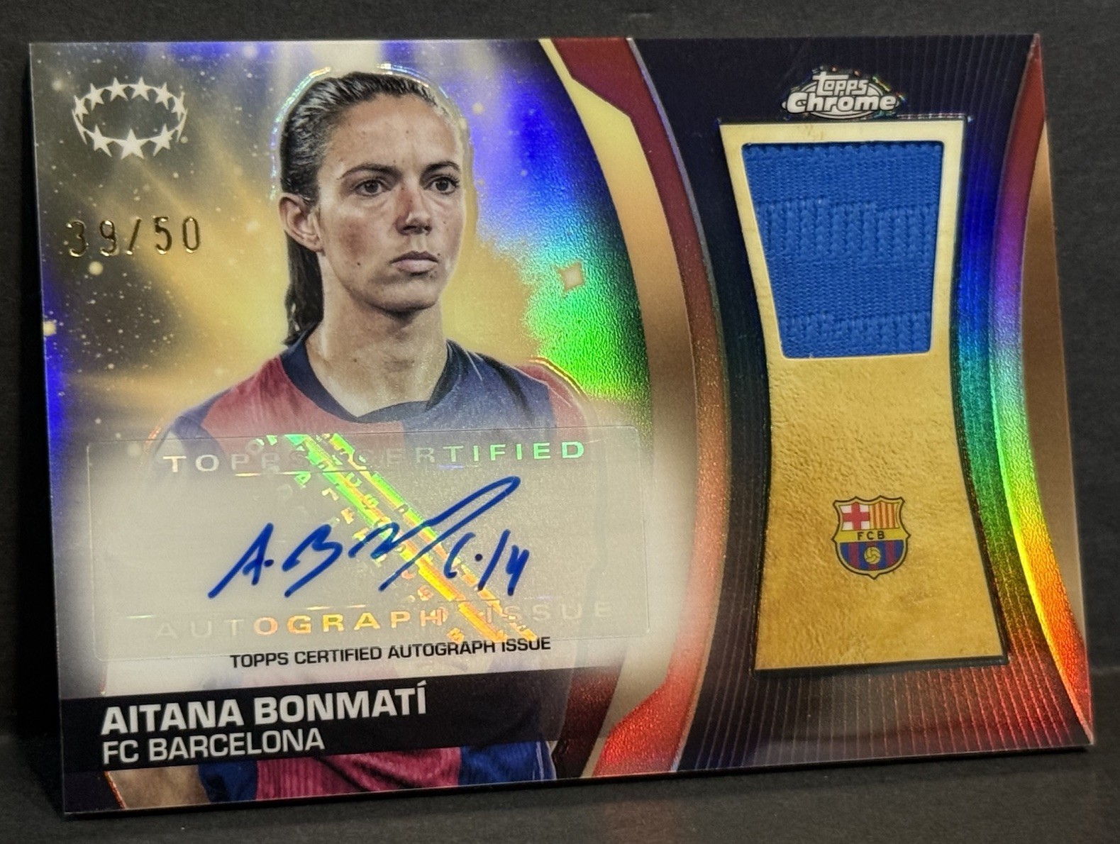 2024-25 Chrome UEFA Women’s CL Aitana Bonmati Match-Worn Patch Auto Gold /50 view 3