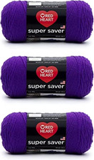 Red Heart Super Saver Amethyst Yarn - 3 Pack - 364 Yards - Knitting/Crochet