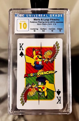 Pokemon Mario Pikachu - King of Spades - Super Rare Card slab ONE
